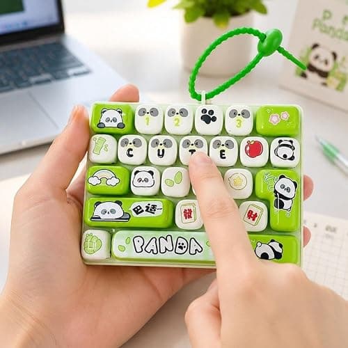 26-key Cute Cartoon Clicky Keyboard Fidget Toy Keychain | Fidget Keyboard With 26 Keys, Stress Relief Keycap Clicker With Sensory Buttons Keyring Bag Pendant thumbnail 5