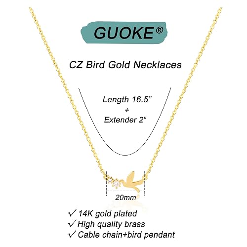 GUOKE 14K Gold Plated Dainty Pendant Butterfly Bead Boot Bee Baseball Flower Compass Airplane Heart Hummingbird Tree Necklace Simple Jewelry Gift for Women thumbnail 6