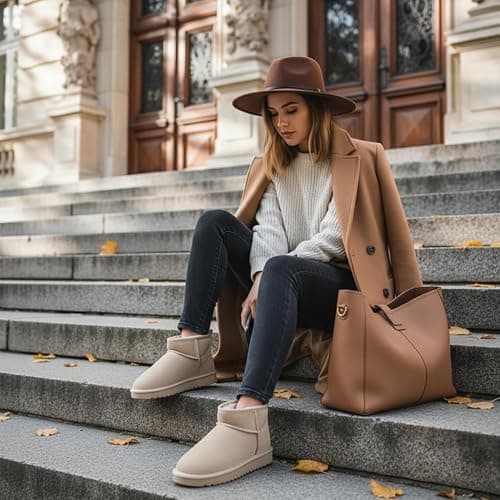 CUSHIONAIRE Hip 2 Genuine Suede Ankle Boots for Women, Cozy Faux Shearling Lining Pull On Winter Womens Boots thumbnail 4