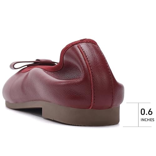 CAUTTILAM Women's Wide Toe Box Leather Ballet Flats, Genuine Leather Dress Shoes with Arch Support, Comfortable Round Toe Slip On Office Walking Shoes for Ladies thumbnail 4