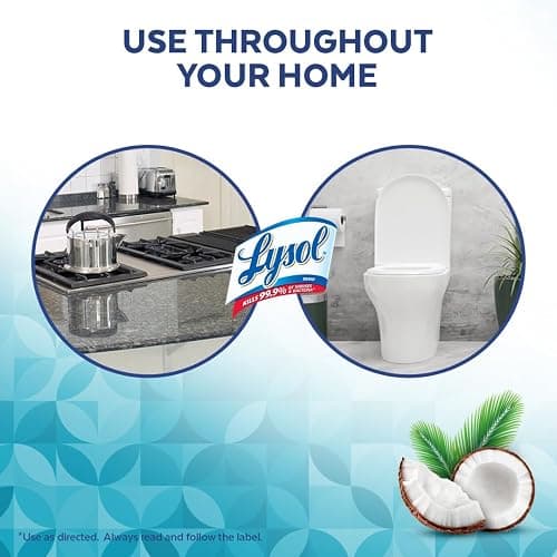 Lysol® Disinfecting Wipes, Brand New Day Coconut & Sea Minerals, (6 x 75 wet wipes) = 450 wet wipes, Pack of 6, Kills 99.99% of viruses and bacteria*, Thick Strong Wipe thumbnail 4