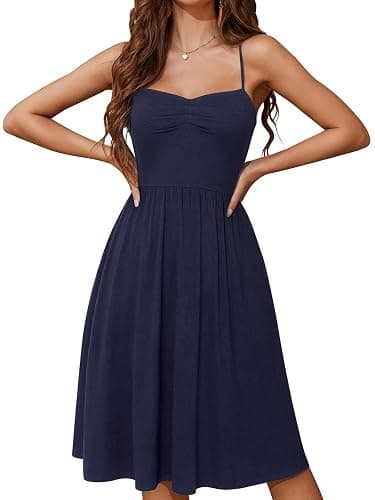 YATHON Summer Casual Dress for Women 2025 Vacation Beach Dresses Adjustable Spaghetti Strap Sundress with Pockets - Image 1