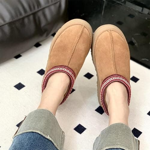 GZFGUZ Women's Slippers Platform Mini Boots Short Ankle Boot,Fur Fleece Lined Platform Boots Anti-Slip Snow Slippers For Outdoor thumbnail 7