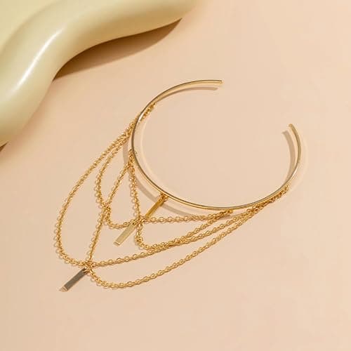 BROCC 8Pcs Gold Arm Cuff Jewelry for Women Upper Arm Cuff Bracelet Adjustable Open Armband Cuff Bracelet Set thumbnail 3