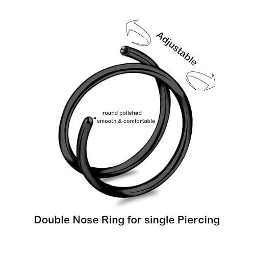 ONESING 20G Double Nose Ring Hoop for Single Piercing - 2-36 Pcs Jewelry for Women thumbnail 2