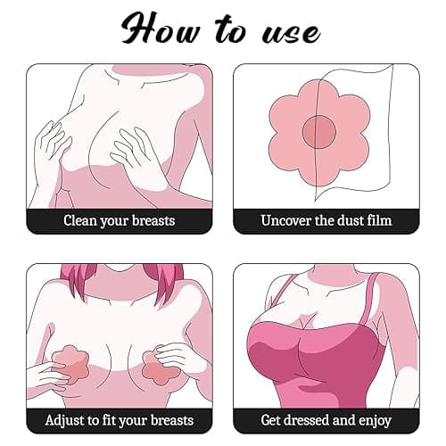 QUXIANG 4 Pairs Pasties Women Nipple Covers Reusable Adhesive Silicone Nippleless Covers Bra for Dress - 01 Flesh thumbnail 7