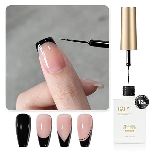 GAOY Black Swirl Gel Nail Polish Art Liner, 12ml UV Gel with Thin Brush | Classic Black Color Nail Paint Design with Thin Brush, French Tip Tool, UV/LED Cure Required, DIY French Manicure at Home - Image 1