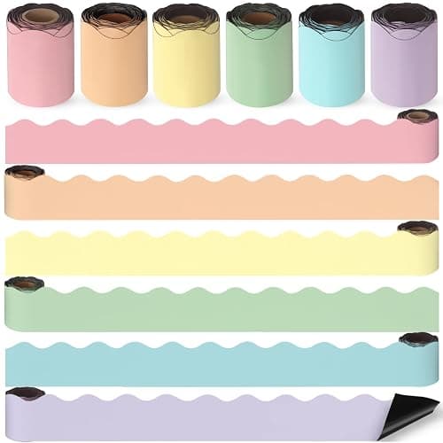 Tenceur 80 ft Magnetic Borders for Bulletin Board, 2.76 inch Magnetic Borders for Classroom, Bulletin Board Border for Whiteboard School Office Wall Poster Chalkboard Decor(Pastel Color) - Image 1