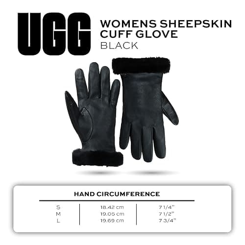 UGG Women’s Sheepskin Cuff Gloves with Touchscreen Fingertips, Genuine Leather Exterior, Fur Trim, and Logo Detail thumbnail 5
