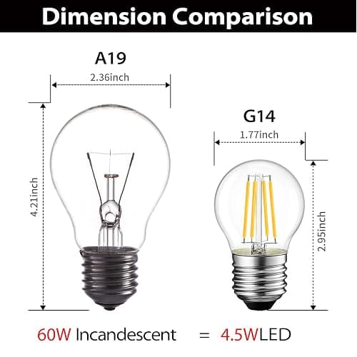 LVWIT G14 LED Filament Globe Bulb 4.5W(60W Equivalent), Dimmable 2700K Warm White Light E26 Screw Base, Decorative Edison Light Bulb, UL-Listed(12-Pack) - 4w-transparent - 12 Count (Pack of 1) thumbnail 4