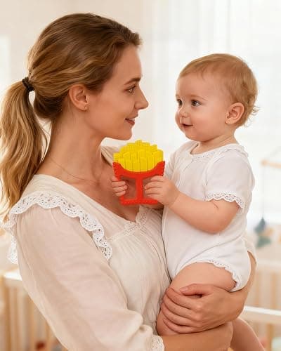 Chuya Easter Teether French Fry Baby Toys 0-6 6-12 12-18 Months,French Fries Shape Teething Toy Baby Teething Relief Infant Toys Sensory Toys for Babies Soothes Sore Gums Boys Girls Gift Easy-Grasp thumbnail 2