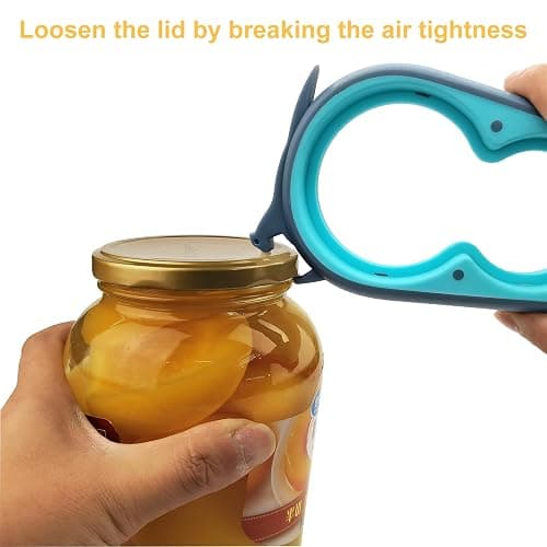 Otstar Jar Opener Bottle Opener and Can Opener for Weak hands, Seniors with Arthritis and Anyone with Low Strength, Mutil Jar Opener Get Lids Off Easily (Blue and Grey) thumbnail 5