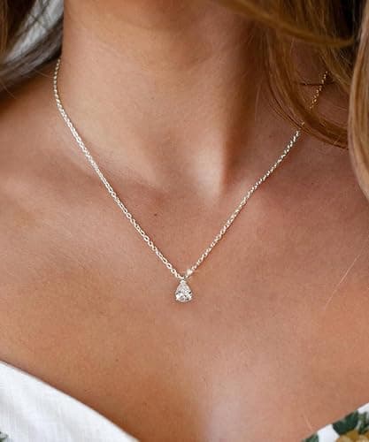 KISSCLOUD Gold Necklace for Women 14K Gold Plated Dainty Pendant Chain Puffy Heart Italian Horn Radiant Sun Compass CZ Teardrop Bow Charm Trendy Jewelry Gift thumbnail 4