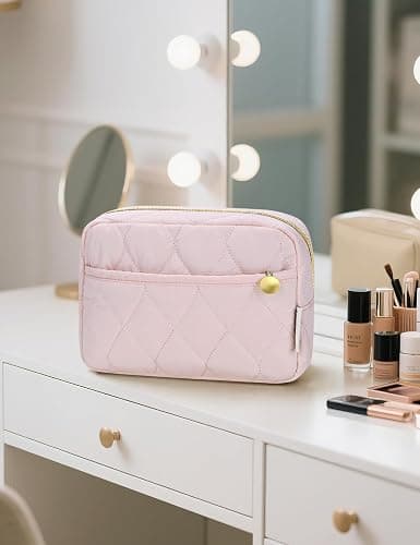 Noozion Makeup Bag, Travel Cosmetic Bag, Puffy Padded Toiletry Bag for Women, Makeup Organizer Case, Wide-open Pouch Purse, Travel Essentials thumbnail 2