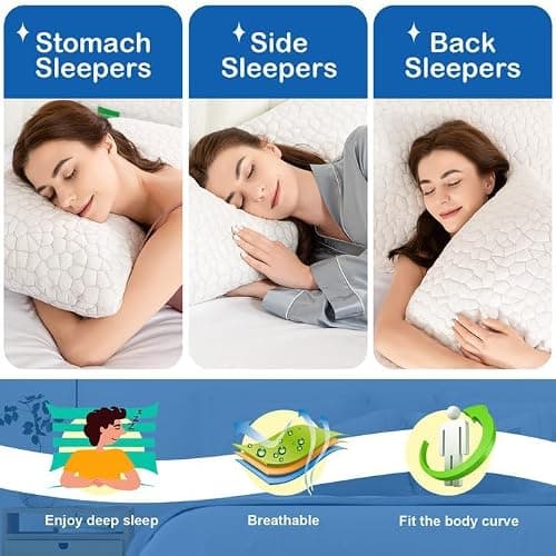 SUPA MODERN Cooling Bed Pillows for Sleeping 1 Pack Shredded Memory Foam Pillows Adjustable Cool Pillow for Side Back Stomach Sleepers Luxury Gel Pillows Standard Size, for Women Men thumbnail 3