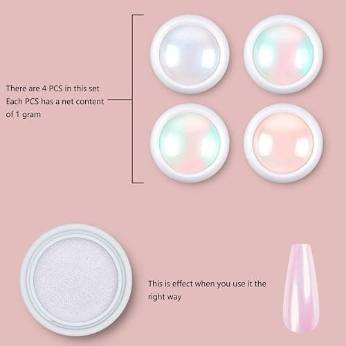 Artdone Chrome Nail Powder Metallic Mirror Glitter Effect Pigment Iridescent Aurora Mermaid Pearl Dust Kit for Gel Polish Nail Art Decoration, Resin Craft Arylic Powder thumbnail 3