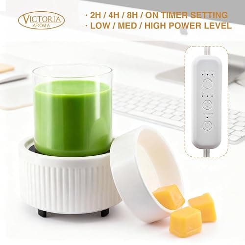 VICTORIA AROMA Ceramic Wax Warmer with Timer, Candle Wax Melter & Wax Burner for Scented Wax Melts, Electric Fragrance Wax Melt Warmer for Home Office Decor Ideal Gift（White） thumbnail 6