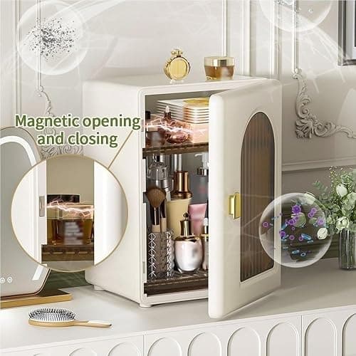 TPTBON Makeup Organizer with 3 Adjustable Layers, Skincare & Cosmetic Storage Box for Vanity, Bathroom, Bedroom Desk(White) thumbnail 7