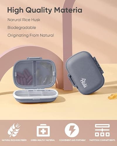 Holii Travel Pill Organizer, 8 Compartments Portable Pill Case, Daily Pill Box to Hold Vitamins, Small Pill Container for Pocket Purse Medicine Organizer（Gray） thumbnail 8