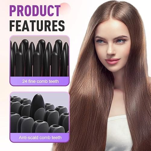 Go Brush Pro, Cordless Hair Straightener Brush, Portable Mini Hair Straightening Brush with 3 Temperature Settings & LED Display, USB Rechargeable Fast Heating Hairs Brush for Travel (Black) thumbnail 8