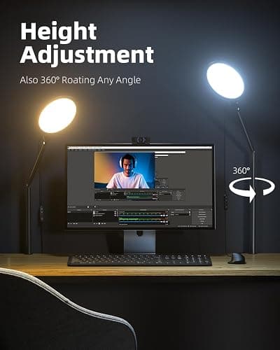 Weilisi 10.2" Desk Ring Light with Stand for Video Call, Ring Light for Desk with Clamp, 360° Rotate & Flexible Height Desk Light, Adjust Arm Desk Lamp for Home Office, Podcast, Gaming, Recording thumbnail 3