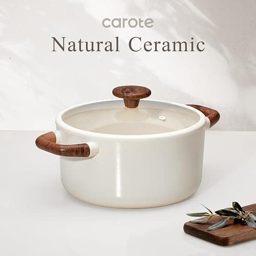 CAROTE 5QT Nonstick Stock Pot with Lid, 5 Quart Casserole with Ladle, Even Heating Stockpot, Fits All Stoves, Non Stick Big Cooking Pots PFOA Free, White thumbnail 6