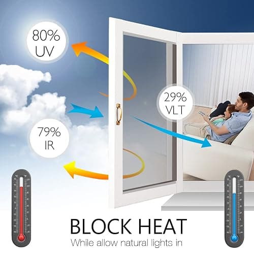 STATINT Privacy Window Film One Way Mirror Glass Tint Heat Control Sun UV Blocking Sliding Door Tinting Reflective Static Cling for Home, Black-Silver, 17.5 Inch X 6.5 Feet thumbnail 3