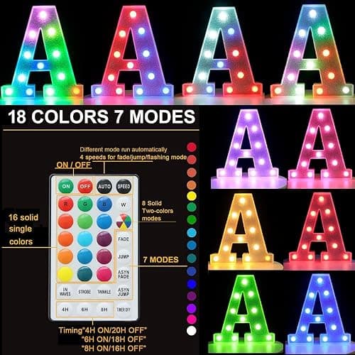 Pooqla Colorful Light Up Letters, Led Marquee Letter Light Sign Battery Powered, 18 Colors Lamp with Remote for Birthday Party Wedding Home Christmas Decoration, Glitter Silver Letter I - Letter I thumbnail 2