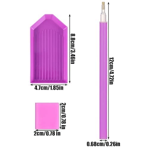 Ymapinc 15Pcs Diamond Art Pens Tools with 5 Drill Pen, 5 Tray, Glue Clay, Diamond Dot Pen, Rhinestone Picker Painting Tool Kit Accessories for Kids Adults DIY Crafts, Purple thumbnail 2