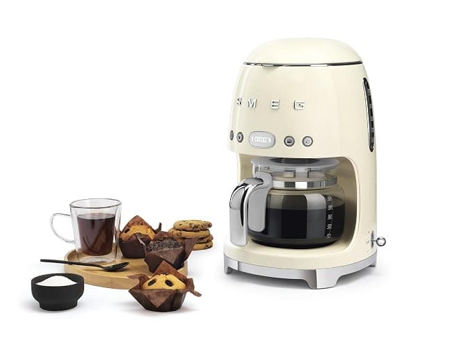 Smeg 50's Retro Style Aesthetic Drip Coffee Machine with 10 Cup Glass Carafe, Auto Start Feature, Keep Warm Plate, and Two Coffee Strength Settings (Cream) thumbnail 3
