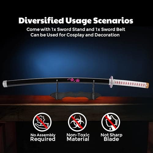 Zisu Demon Katana Sword, About 41 inches, Hashira Pillars & Protagonist Katana for Cosplay Purpose, Anime Original Texture thumbnail 3