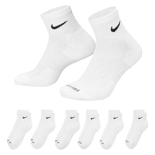 Nike Mens Everyday Cushion Ankle Socks 6-Pack Sx6899, White, Medium - Image 1