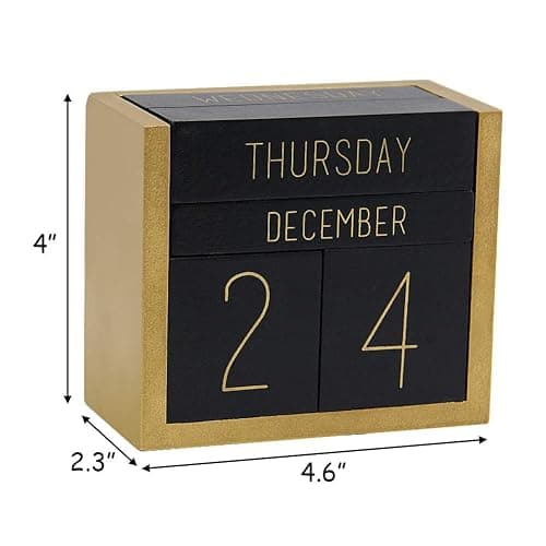 Juegoal Wooden Perpetual Calendar, Wooden Block Daily Calendar Office Desk Accessories (Black) thumbnail 3