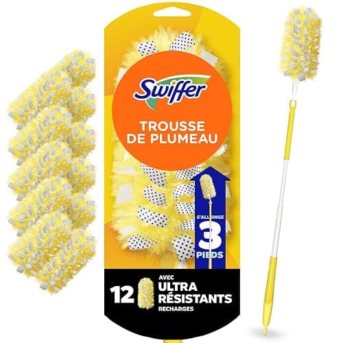 Swiffer Duster Kit with 3 ft Extendable Handle, Heavy Duty Dusting Starter Kit with 12 Refills, for Ceiling Fans, Vents and Hard to Reach Places thumbnail 2