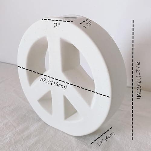 White Ceramic vase Including Wood Bead Garland with Tassels Peace vase Meditation Vase Modern Home Decor (White) thumbnail 3