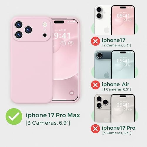 Ktele Magnetic for iPhone 17 Pro Max Case [Compatible with Magsafe] [Premium Silicone Satin-Smooth Touch] Slim Shockproof Anti-Scratch Microfiber Lining Case, 6.9 inch, Chalk Pink thumbnail 2