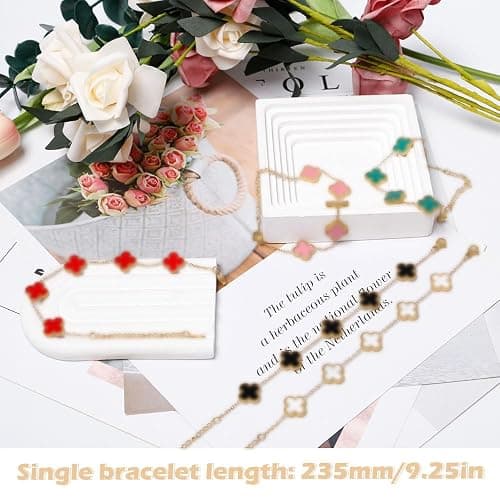 Neikafan 5 PCS Clover Bracelet Lucky Four Leaf Clover Bracelets Exquisite Simple Design Lucky Leaf Friendship Bracelets for Women Girls thumbnail 4
