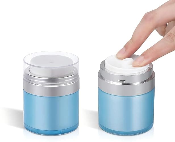 ASEVAT 1 oz Airless Pump Jar (2 Pack)–Refillable Vacuum Cosmetic Container for Cream,Lotion & Moisturizer–Leak-Proof Travel Size Dispenser,TSA Approved–Keeps Skincare Fresh & Oxidation-Free - Image 1