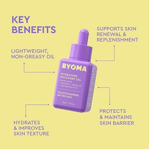 BYOMA Hydrating Recovery Oil - Luxury Face Oil with Squalane, Jojoba Oil & Seabuckthorn Oil - Instant Radiant and Glowy Skin - Barrier Repair Facial Oil - 1.01 fl. oz thumbnail 3