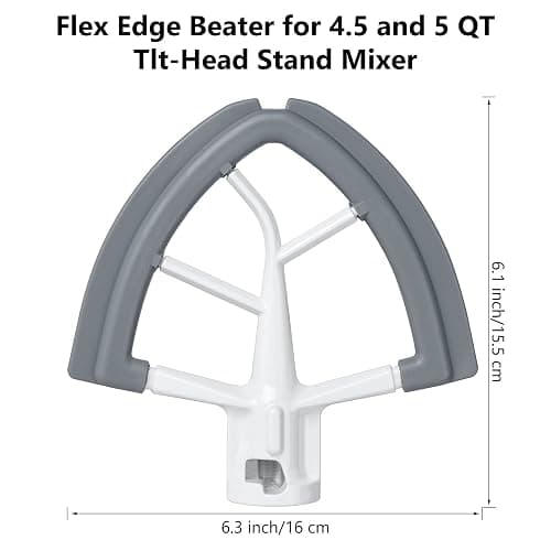 Flex Edge Beater for KitchenAid Mixer, 4.5-5 Quart Tilt-Head Flat Beater Paddle with Flexible Silicone Edges Bowl Scraper, Grey thumbnail 3