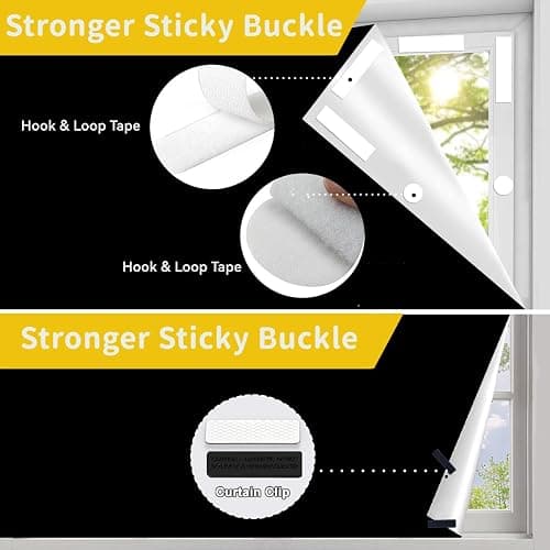 100% Blackout Shades Curtains for Bedroom 57x 79Inch,No Drill,Portable,DIY Cut,Removable,Black Out Blinds Window Cover for Baby Nursery,RV,Media Room,Hook Loop Tape Straps Stickers,Magnetic Clips thumbnail 4