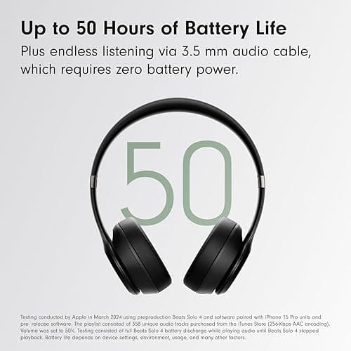 Beats Solo 4 - Wireless Bluetooth On-Ear Headphones, Apple & Android Compatible, Up to 50 Hours of Battery Life - Matte Black thumbnail 4
