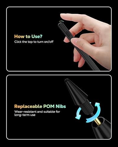 Moko Pencil for iPad(A16) 11th 10th Gen,USB-C Fast Charging,Black | Stylus Pen for 2018-2026 Apple iPad 11/10/9/8/7/6/A16, Mini 7-5, Air M4-M2 11"/13"/5/4/3, Pro 13"/12.9"/11" Tilt Sensitivity thumbnail 7