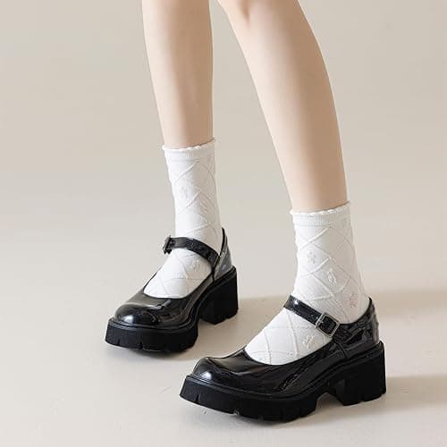 albagu Women's Crew Socks - Casual Cotton Cute Novelty Socks - Floral Ankle Socks - 5 Pack (White, One Size) thumbnail 8