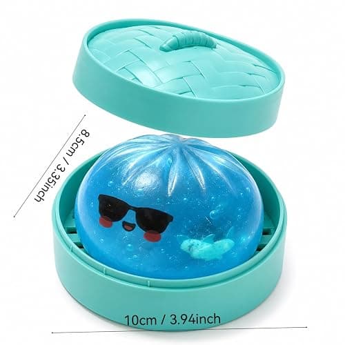 Shark Dumpling Squishy, Glitter Dumpling Squishy with Box, Colorful Dumplings Squeeze Balls Stress Relief Sensory for Holiday & Birthday Gifts thumbnail 2