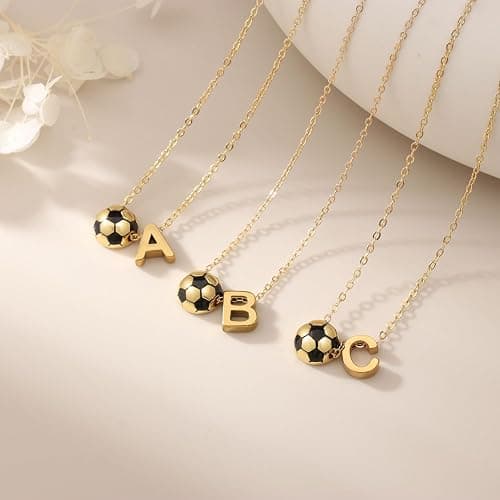 AULSIEY Initial A-Z Soccer Necklace for Girls Teens Women, Soccer Stuff Favors Christmas Birthday Jewelry for Her Lovers 17+2 Inches thumbnail 4