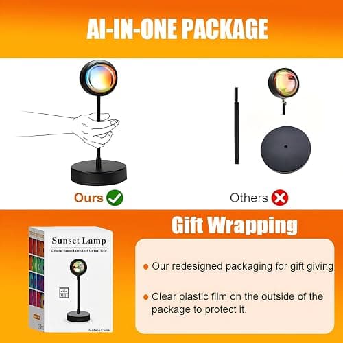 xoddi Sunset Lamp Led Lights for Bedroom Sunset Projection with APP, 16 Colors Night Light 360° Rotation Sun Lamp for Bedroom Decor and Aesthetic Room Decor Gifts for Women thumbnail 4