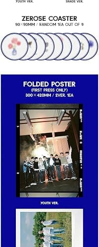 ZEROBASEONE YOUTH in the SHADE 1st Mini Album CD+POB+Artbook+Selfie photocard+Photo frame set+Layer card+Sticker+Zerose coaster+Tracking ZB1 (YOUTH Version) thumbnail 6