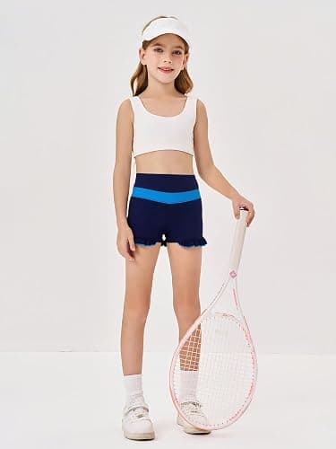 RRHSS Girls Athletic High Waisted Ruffle Shorts - Comfy Yoga Dance Workout Gymnastics thumbnail 3