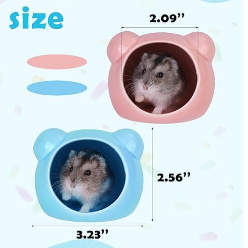 VanEnjoy 2 Pack Ceramic Hamster Hideout Red and Blue Small Animal Hides for Gerbils Mice Cute Summer Cooling Houses for Cage Accessories thumbnail 2
